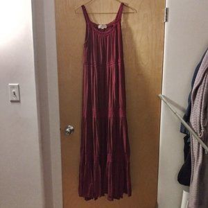 Red boho maxi dress M-L